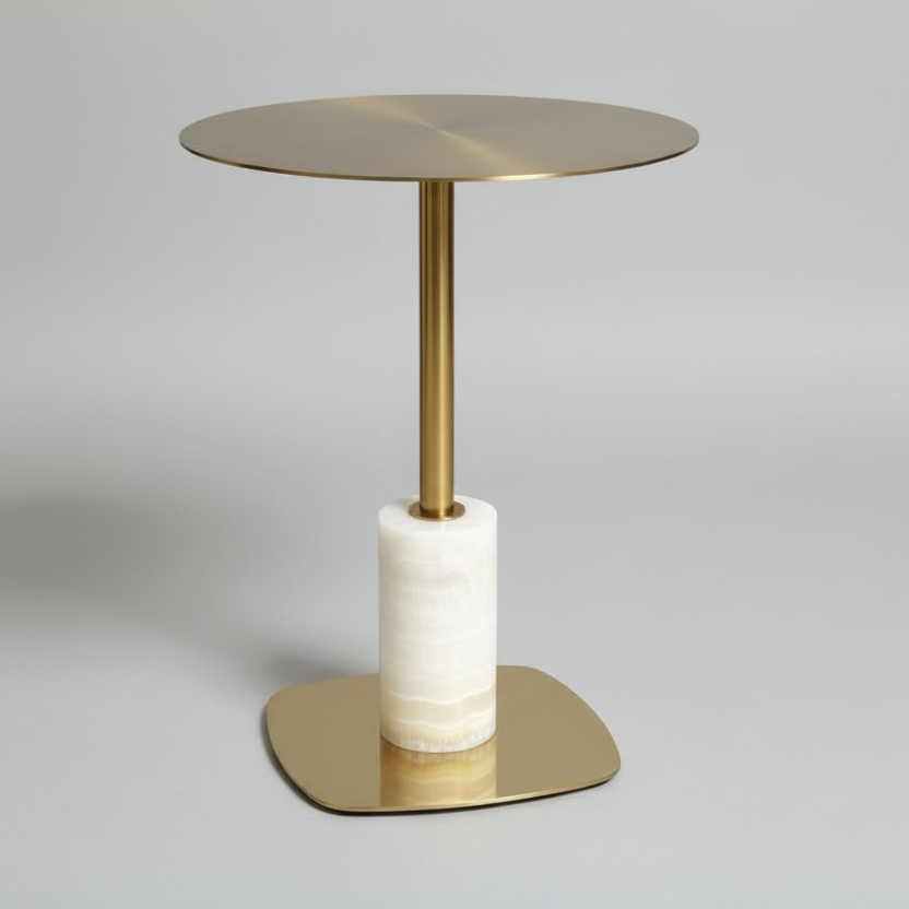 Luxury Onyx & Brass Accent Table  0187