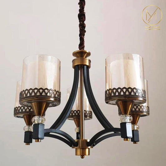 5-Lights Metal & Glass Chandelier 9663-5