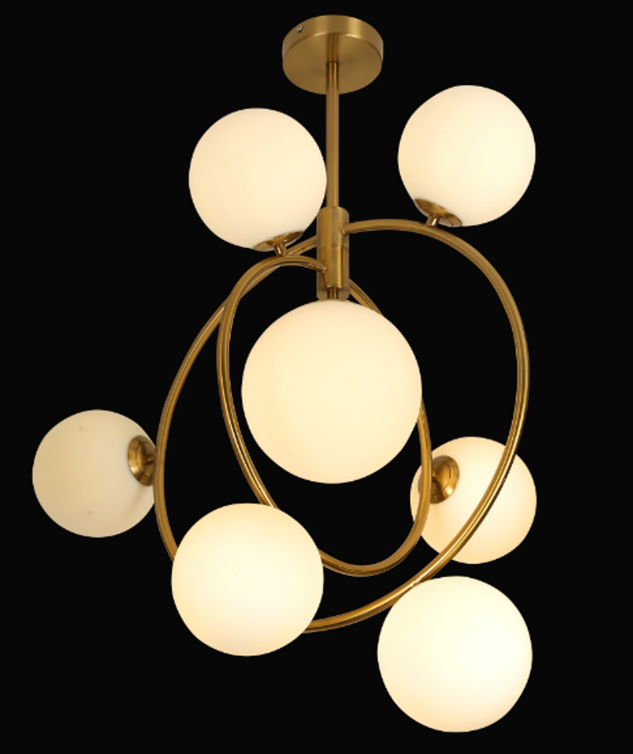 Mid century modern Chandelier 7-globes, Italy 1950s Mid-20th century