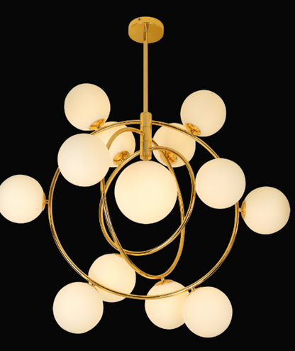 Mid century modern Chandelier 13-globes, Italy 1950s Mid-20th century