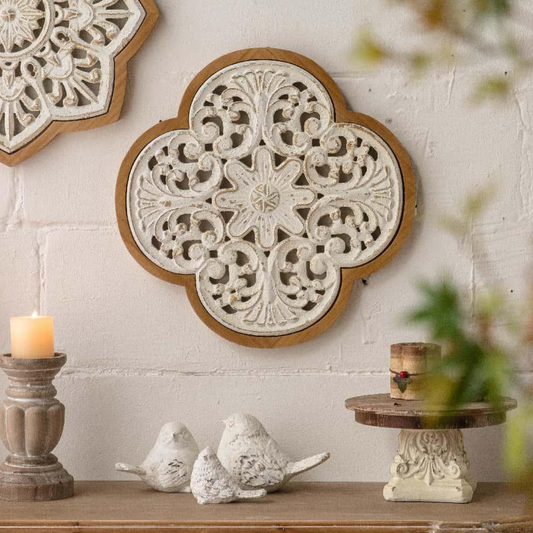 Bohemian Vintage White Embossed Wall Decor A3300