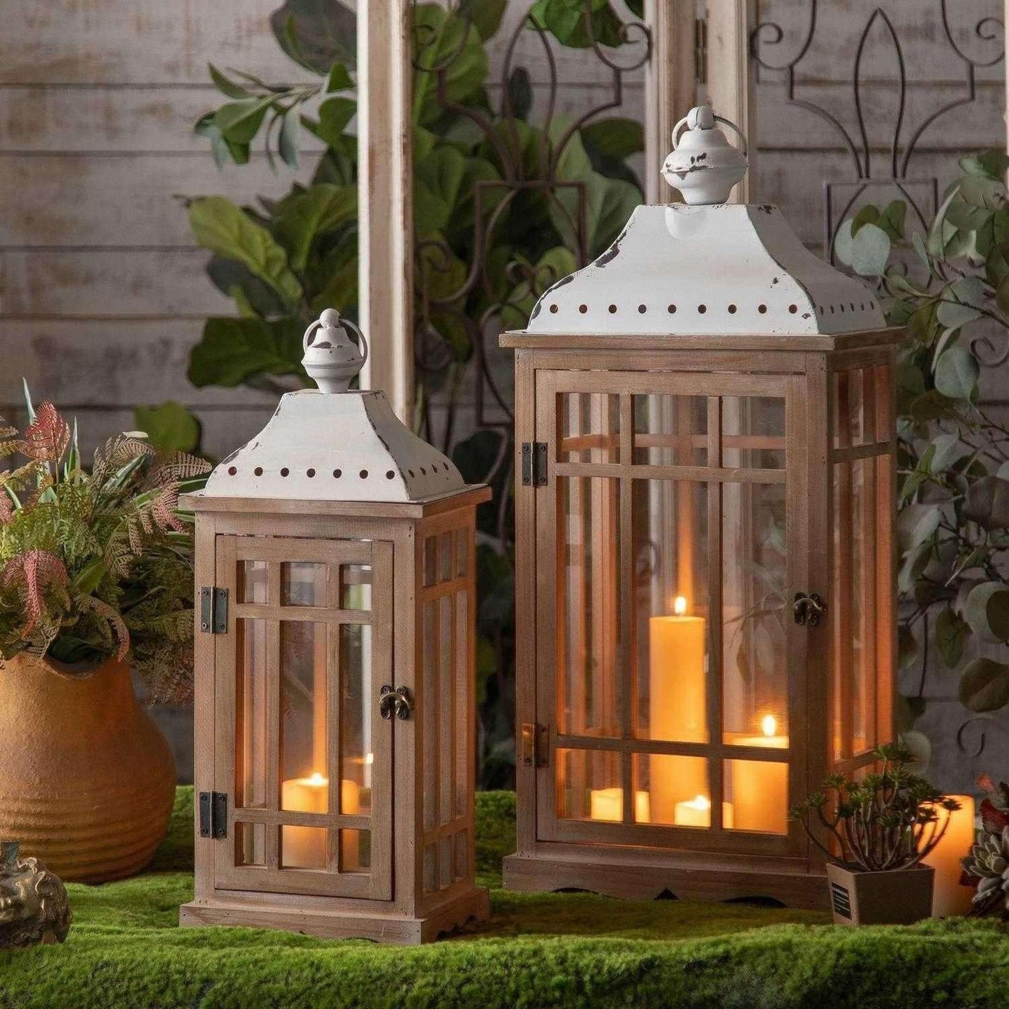 Farmhouse Wooden Candle Lanterns A2573