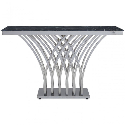 Marble And Silver Console Table. 133-CT-S