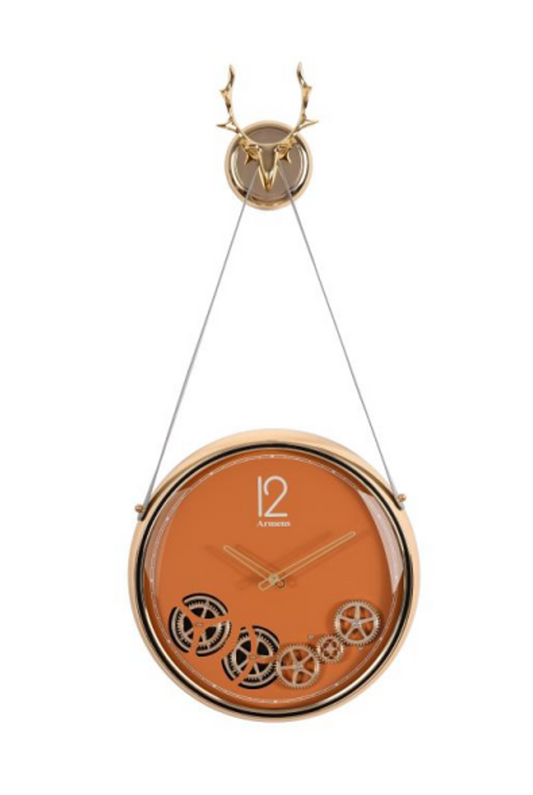 Luxury Metal Wall Clock with Moving Pendulum Gears