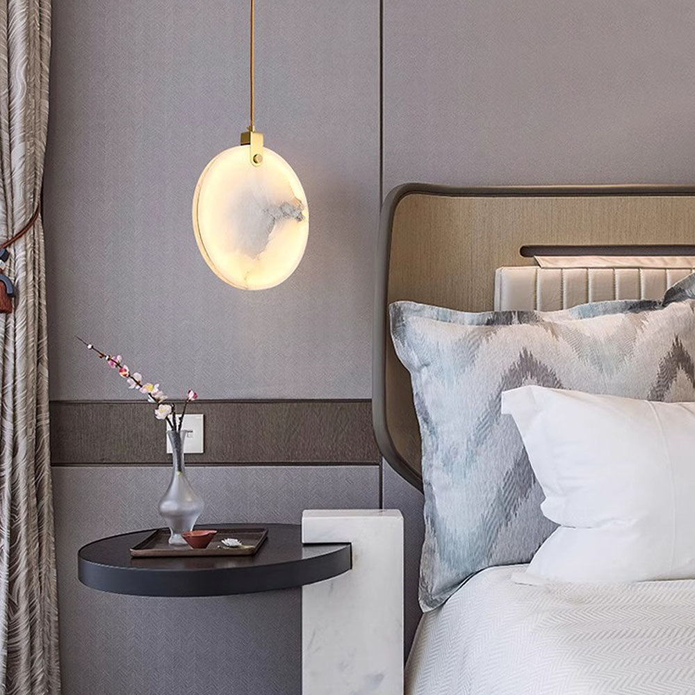 Simple Round LED Alabaster Pendant Lights T59/200