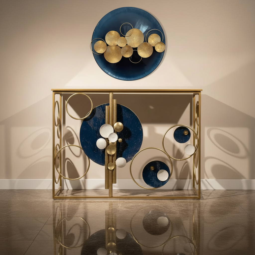 Mirror Top Iron Console Table 16015