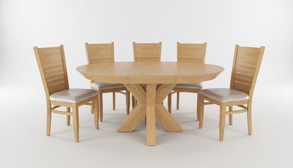 French Style Round Dining Table Adjustable and 6-Chairs