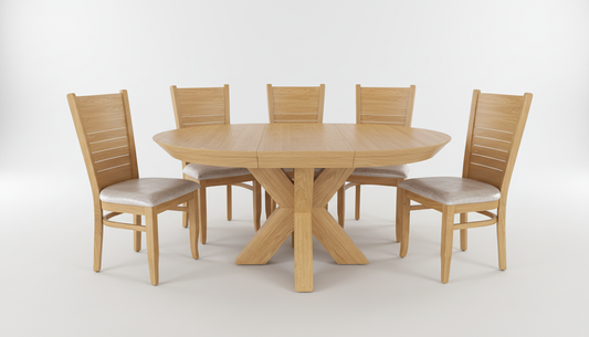 French Style Round Dining Table Adjustable and 6-Chairs