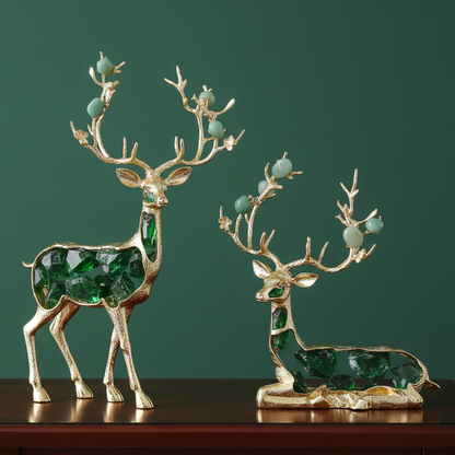 Exclusive Green And Gold Reindeers Set of 2 FYPC-9