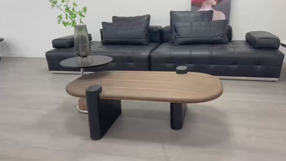 Rectangle Coffee Table with Walnut Veneer and Black Base KD-13