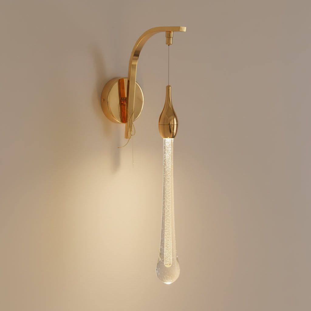 Modern Brass Wall Sconce with Illuminated Glass Drop 1941-1b
