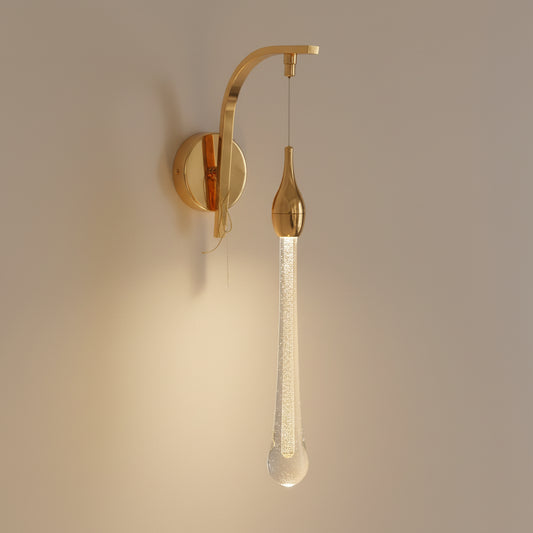 Modern Brass Wall Sconce with Illuminated Glass Drop 1941-1b
