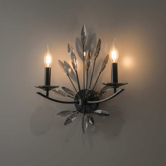 Modern Crystal Leaf Wall Sconce – 2 Lights 336/2