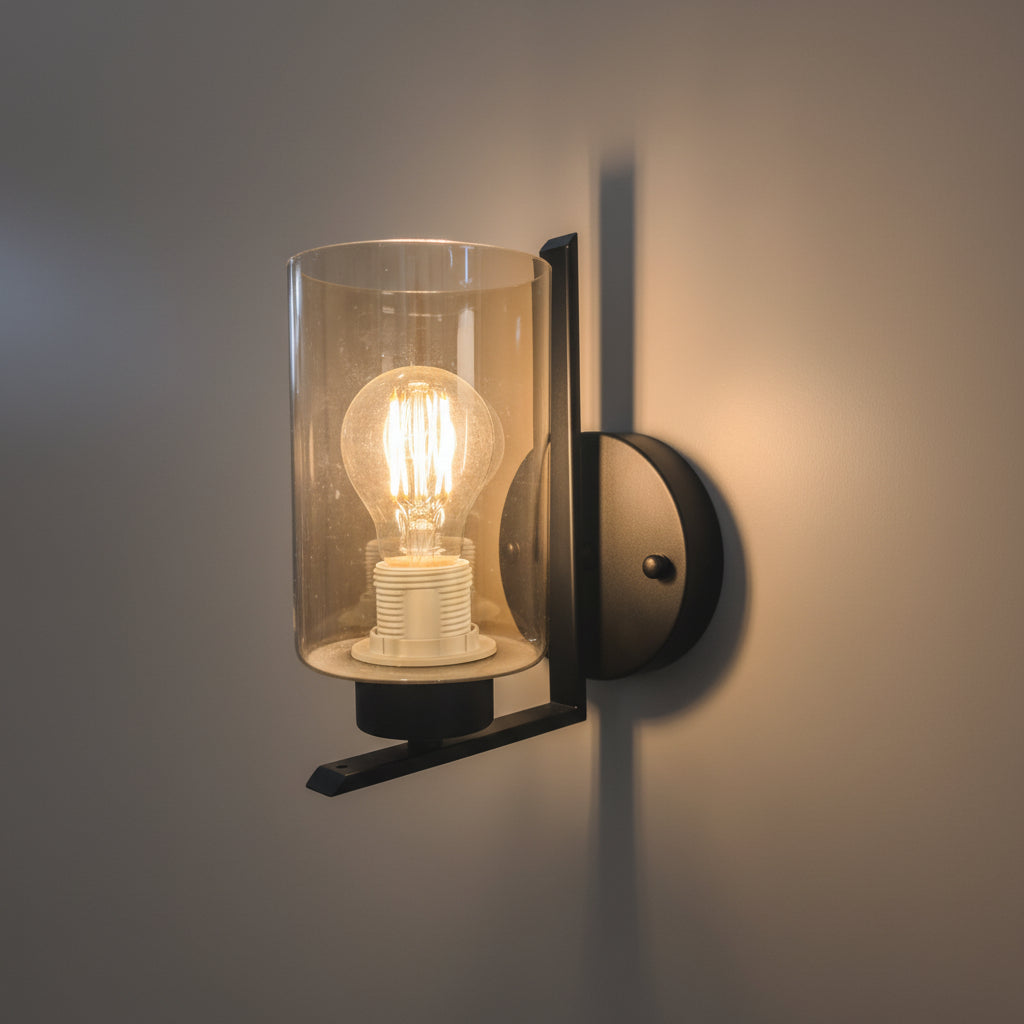 Modern Black Glass Wall Sconce 9539-1W