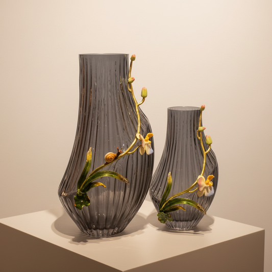 Colored gray glass vase FLC-159